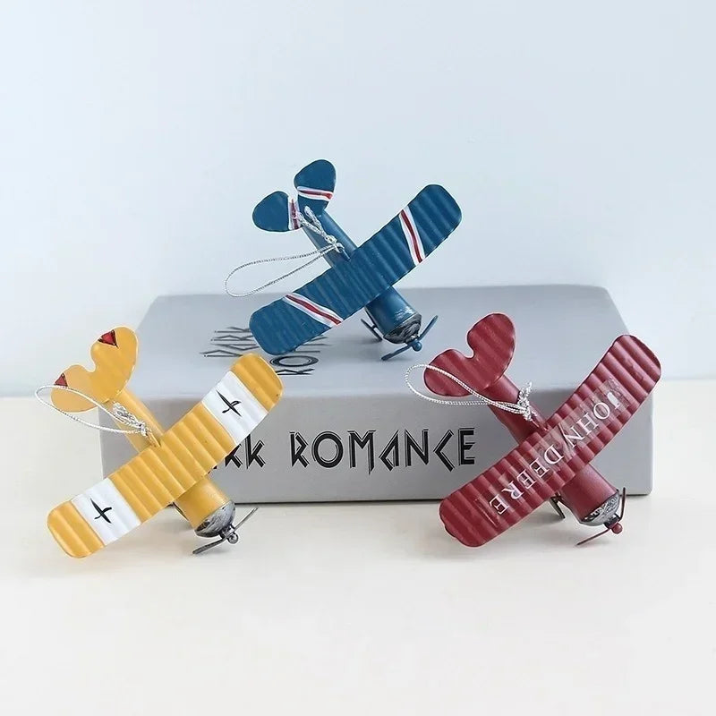 Vintage Mini Airplane Metal Decor – Retro Desk & Home Ornament
