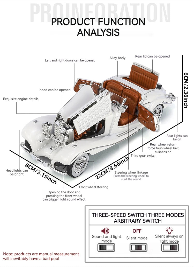 1:24 Alloy Vintage Classic Car Model – Diecast Collectible Display Car