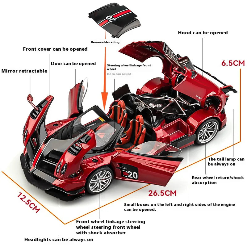 1:18 Scale Alloy Sports Car Model with Lights & Sound