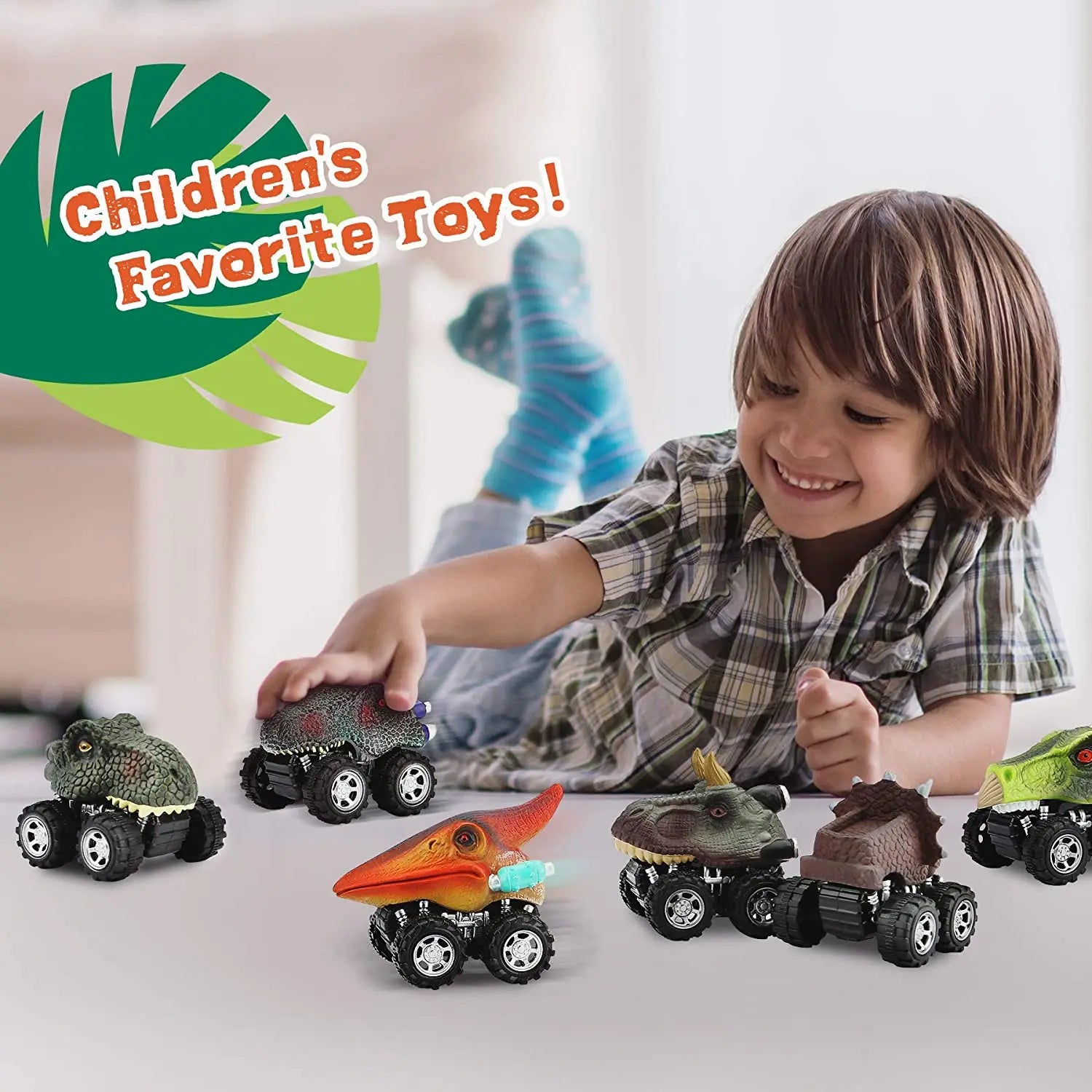 Dinosaur Pull-Back Monster Truck Toy Set for Kids