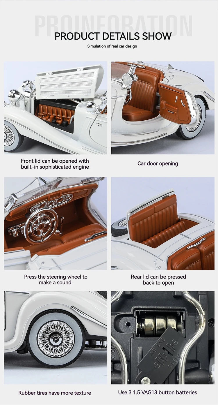1:24 Alloy Vintage Classic Car Model – Diecast Collectible Display Car