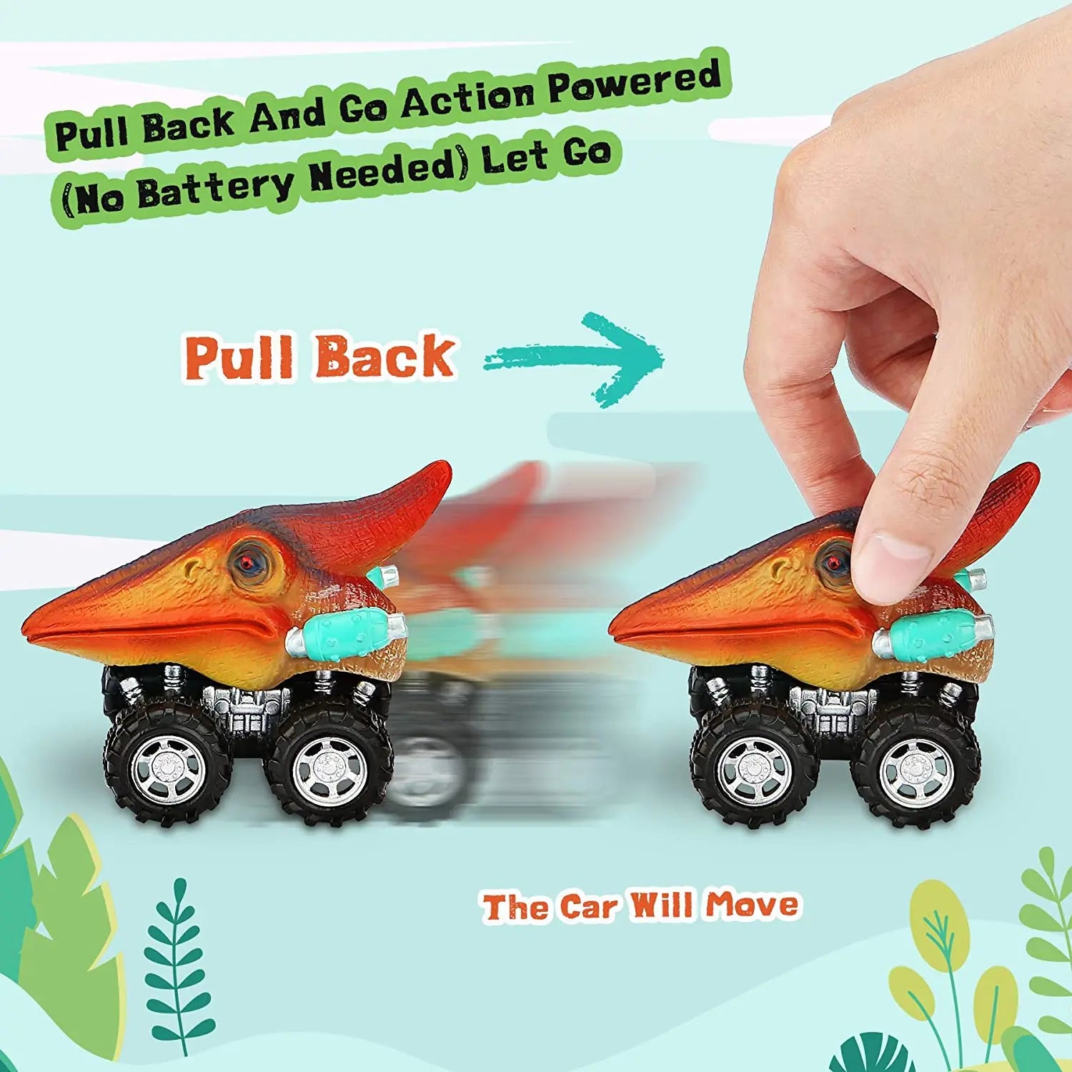 Dinosaur Pull-Back Monster Truck Toy Set for Kids
