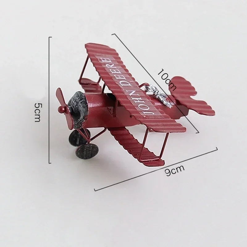 Vintage Mini Airplane Metal Decor – Retro Desk & Home Ornament
